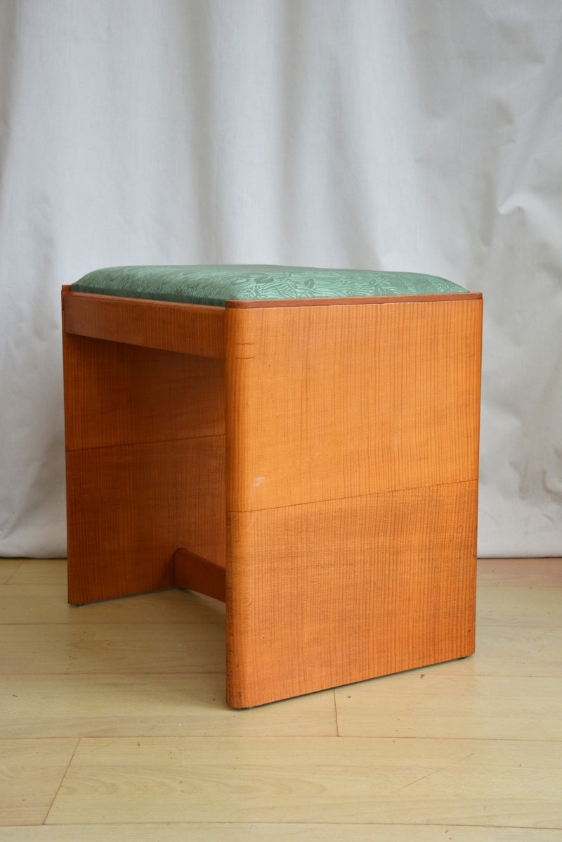 English Art Deco Sycamore Dressing Table Stool - Image 7